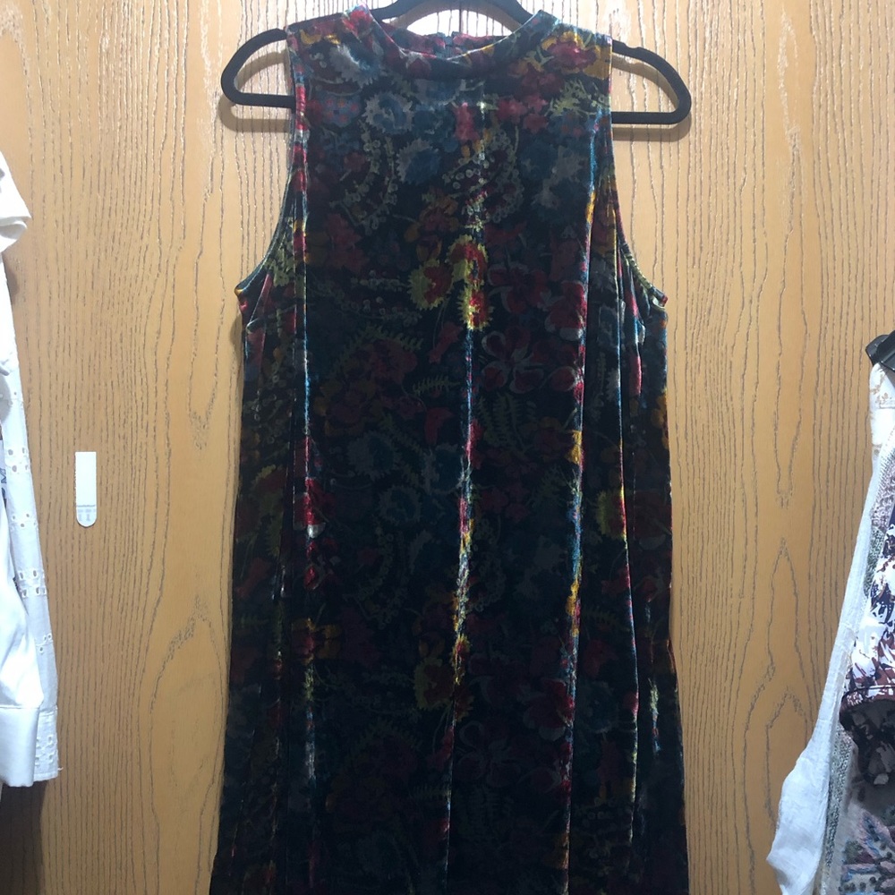 Loft velvet floral swing dress - Picture 2 of 5